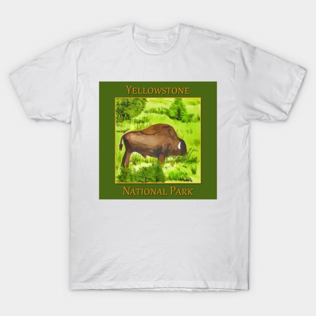 Bison in Yellowstone National Park T-Shirt by WelshDesigns